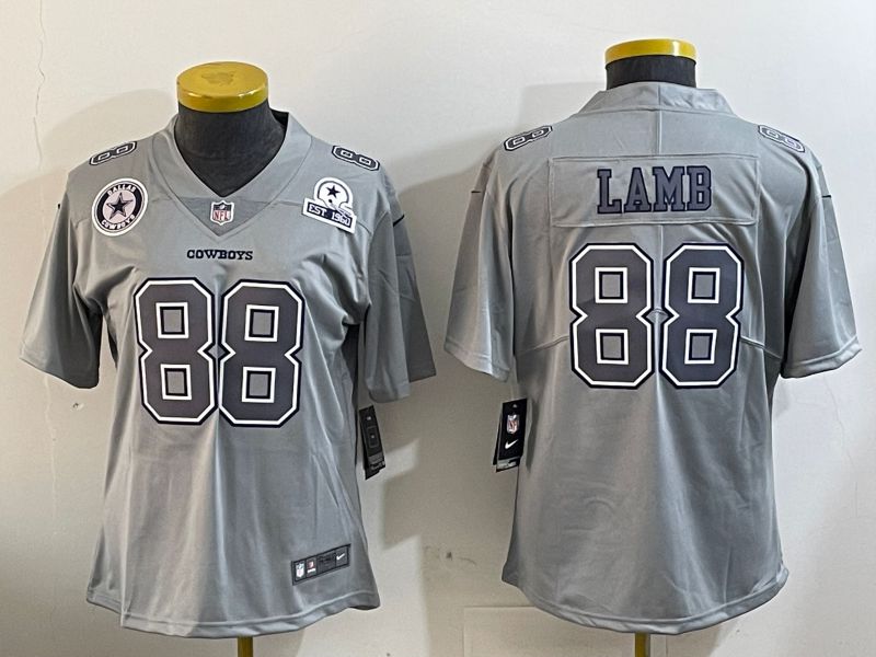 Women Dallas Cowboys #88 Lamb Grey 2024 Nike Vapor Limited NFL Jersey style 4->women nfl jersey->Women Jersey